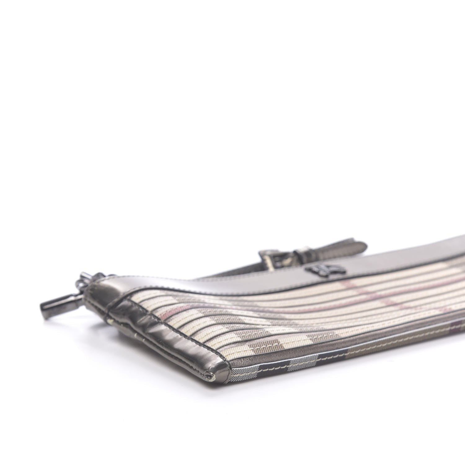 Burberry Metallic Patent Calfskin House Check Sliced Ashcombe Clutch 9 of 14