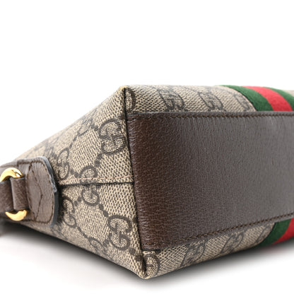 Gucci GG Supreme Monogram Textured Dollar Calfskin Web Small Ophidia Dome Shoulder Bag Beige Ebony New Acero 9 of 11