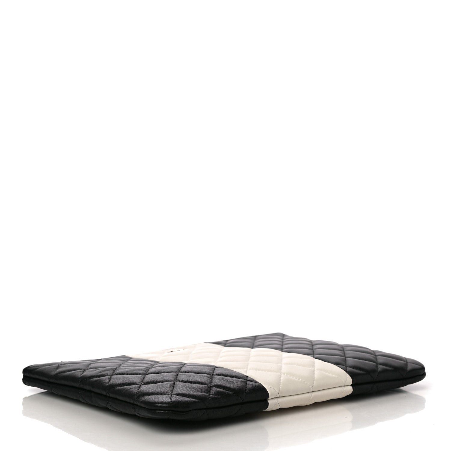 Chanel Lambskin Quilted Medium Cosmetic Case Black White 4 of 11