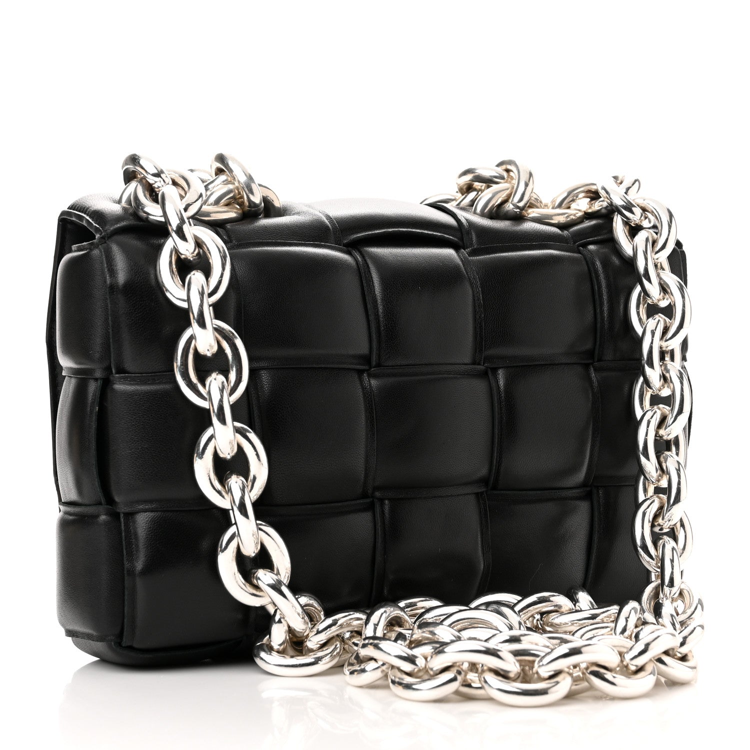 Bottega Veneta Lambskin Maxi Intreccio Padded Chain Cassette Crossbody Bag Black 3 of 10