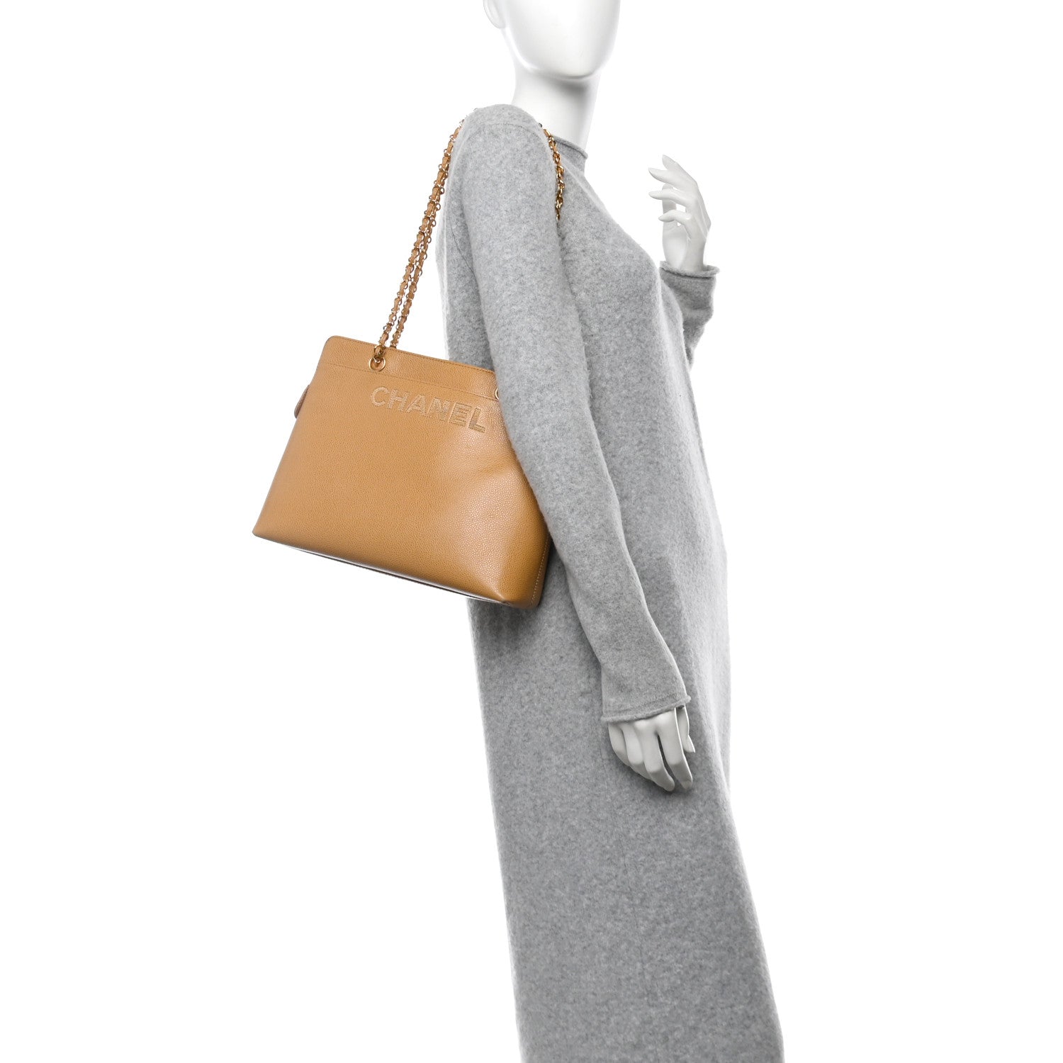 Chanel Caviar Shoulder Bag Beige 2 of 10