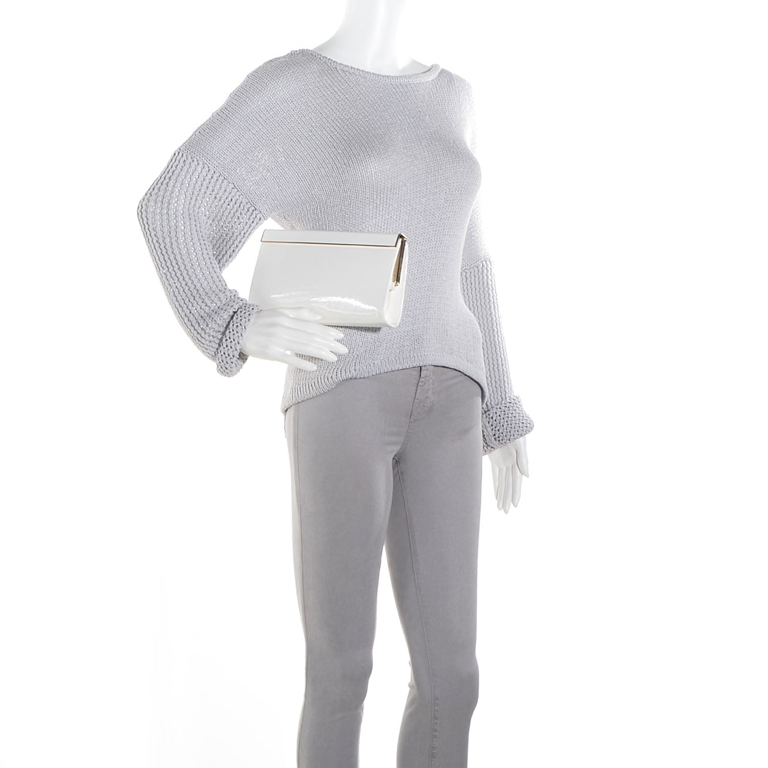Jimmy Choo Patent Cayla Clutch White 2 of 9