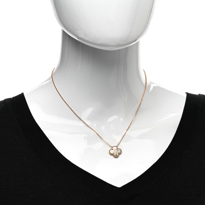 Van Cleef & Arpels 18K Rose Gold Gray Mother of Pearl Vintage Alhambra Pendant Necklace 2 of 6