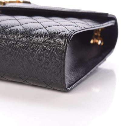 Saint Laurent Grain De Poudre Textured Mixed Matelasse Triquilt Medium Monogram Satchel Black 11 of 11