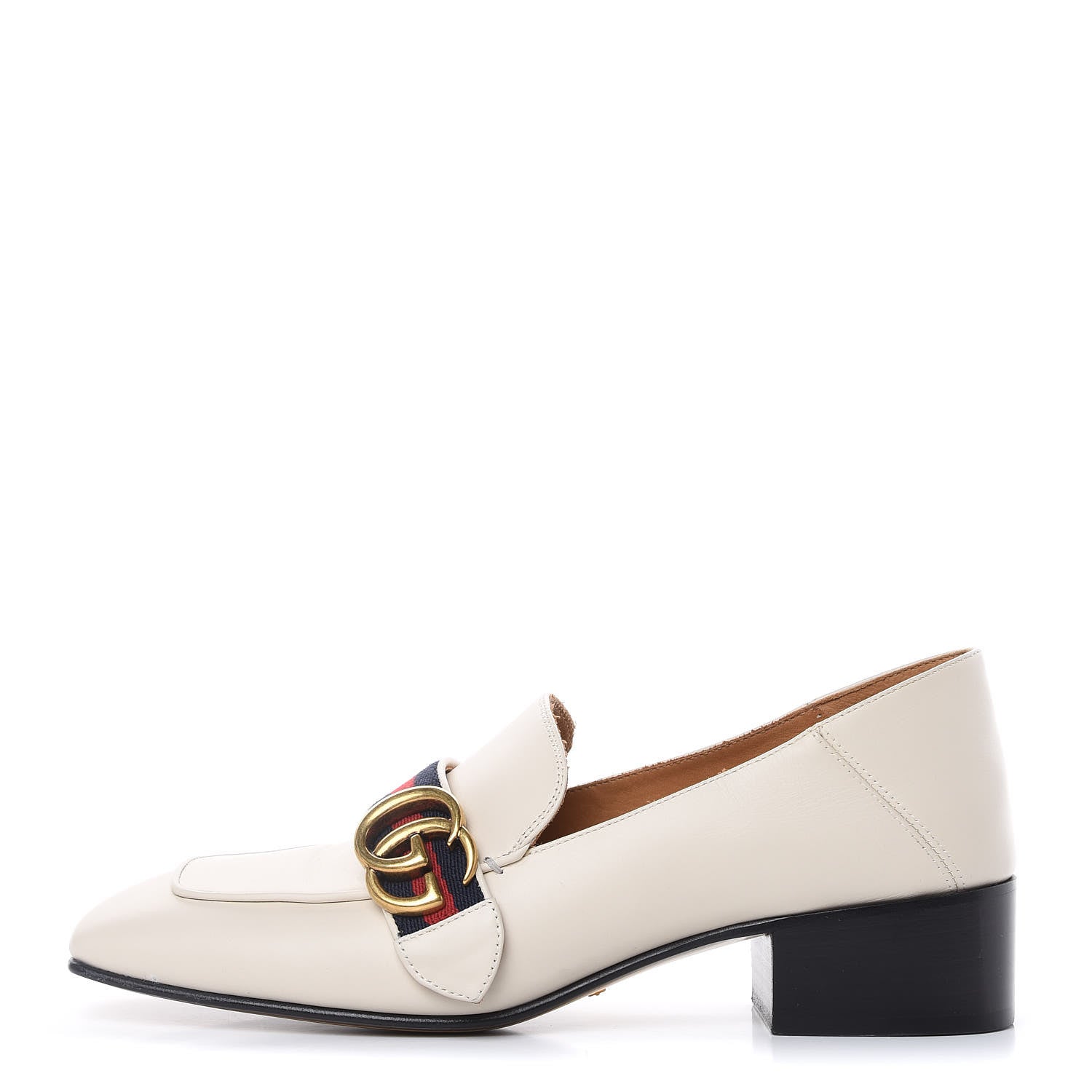 Gucci Calfskin Web Peyton Loafers 38.5 Mystic White 1 of 15