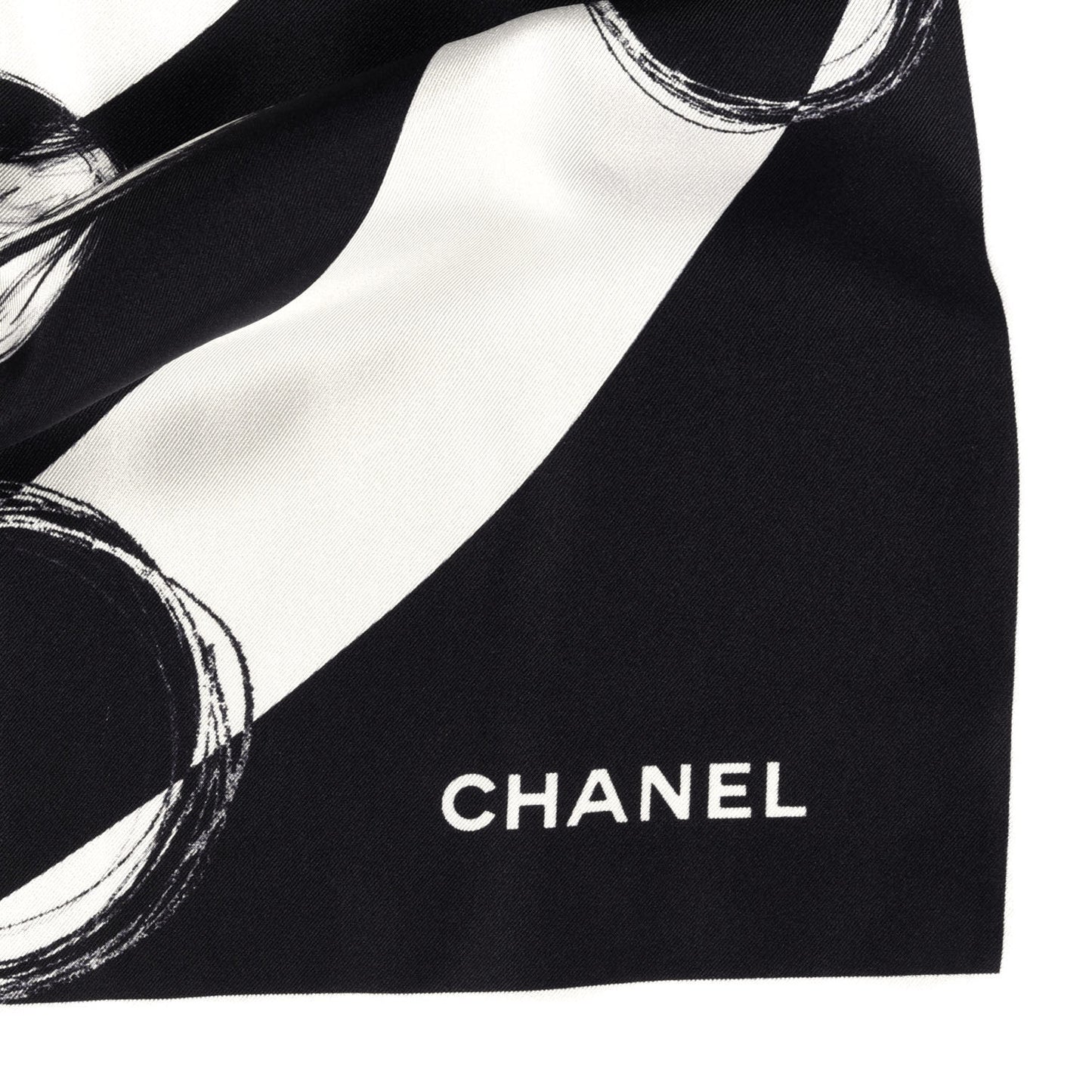 Silk CC Planet Scarf White Black