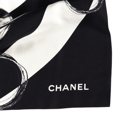 Chanel Silk CC Planet Scarf White Black 2 of 3