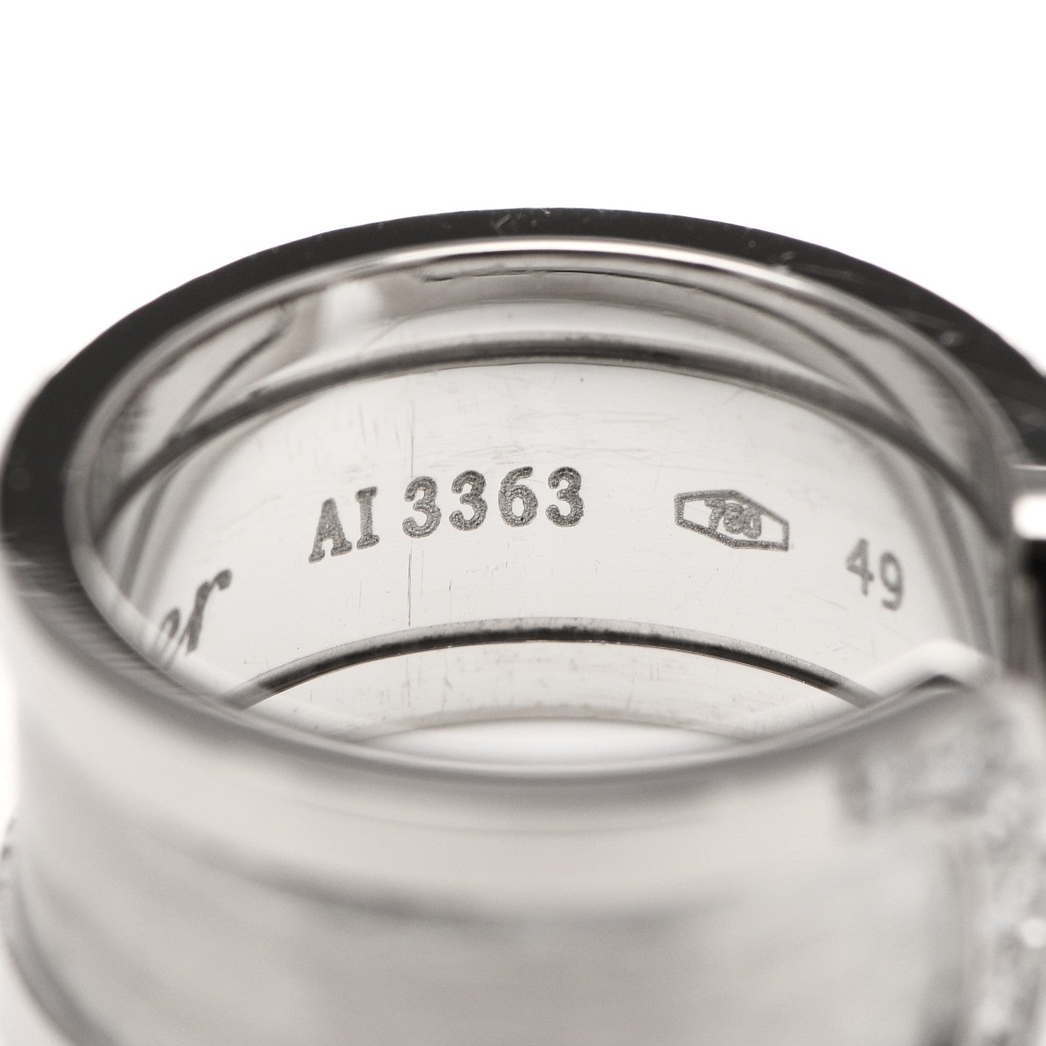 Cartier 18K White Gold Diamond 10mm Logo De Cartier Ring 49 5 6 of 6