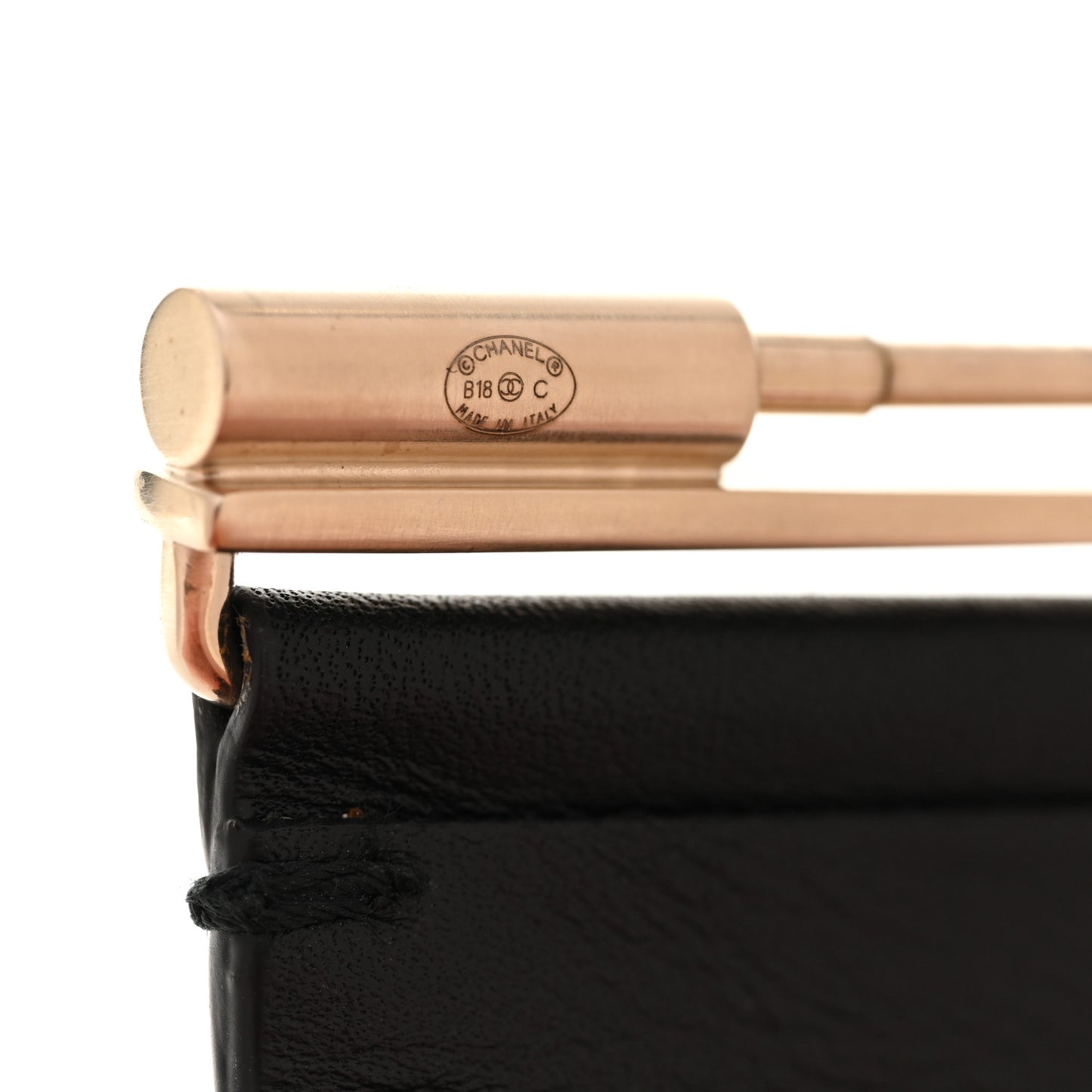 Calfskin CC Wide Cuff Black Gold