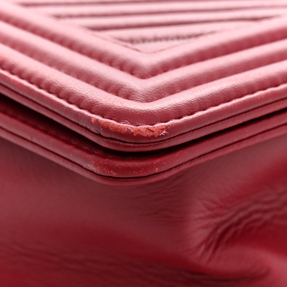 Chanel Calfskin Embroidered Chevron Medium Boy Flap Dark Red 11 of 11