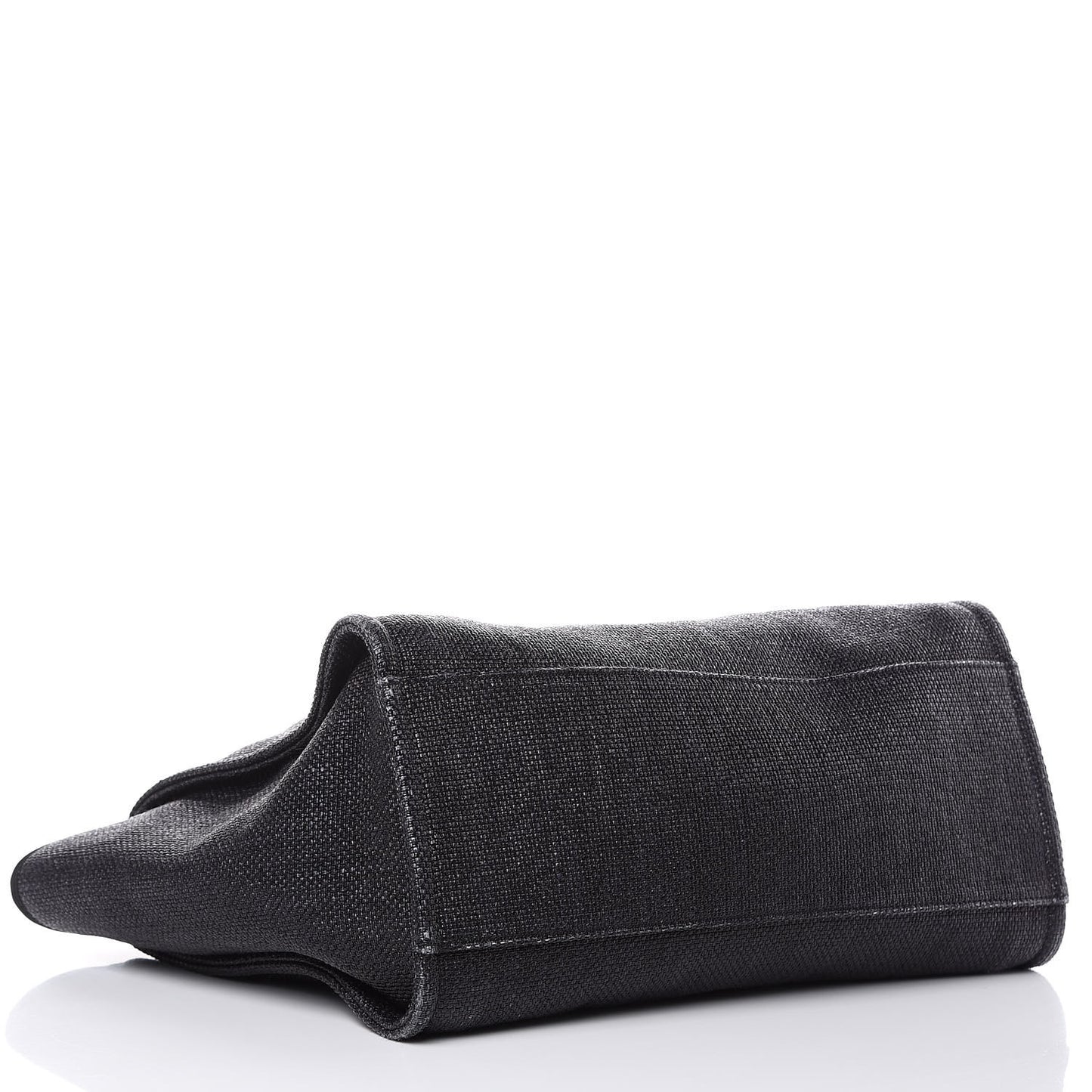 Woven Straw Raffia Large Deauville Tote Black