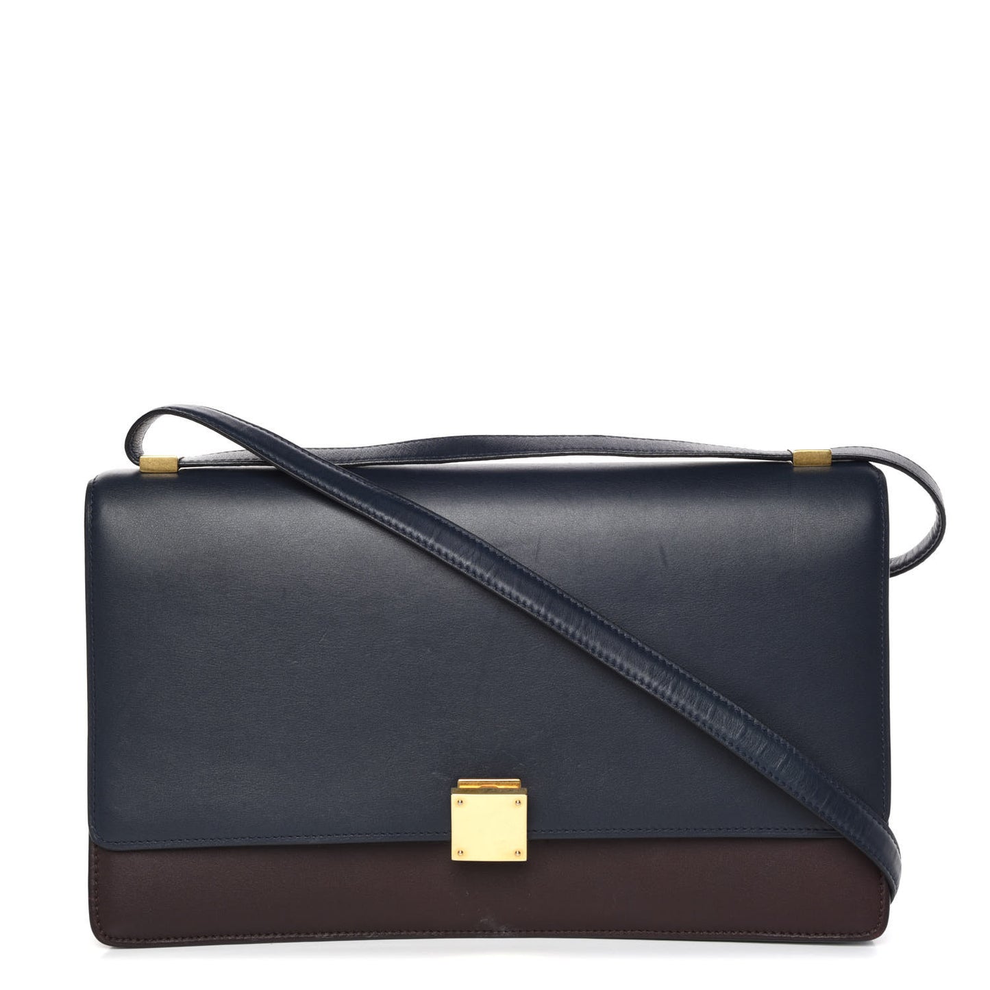 Calfskin Bicolor Medium Case Flap Navy Burgundy