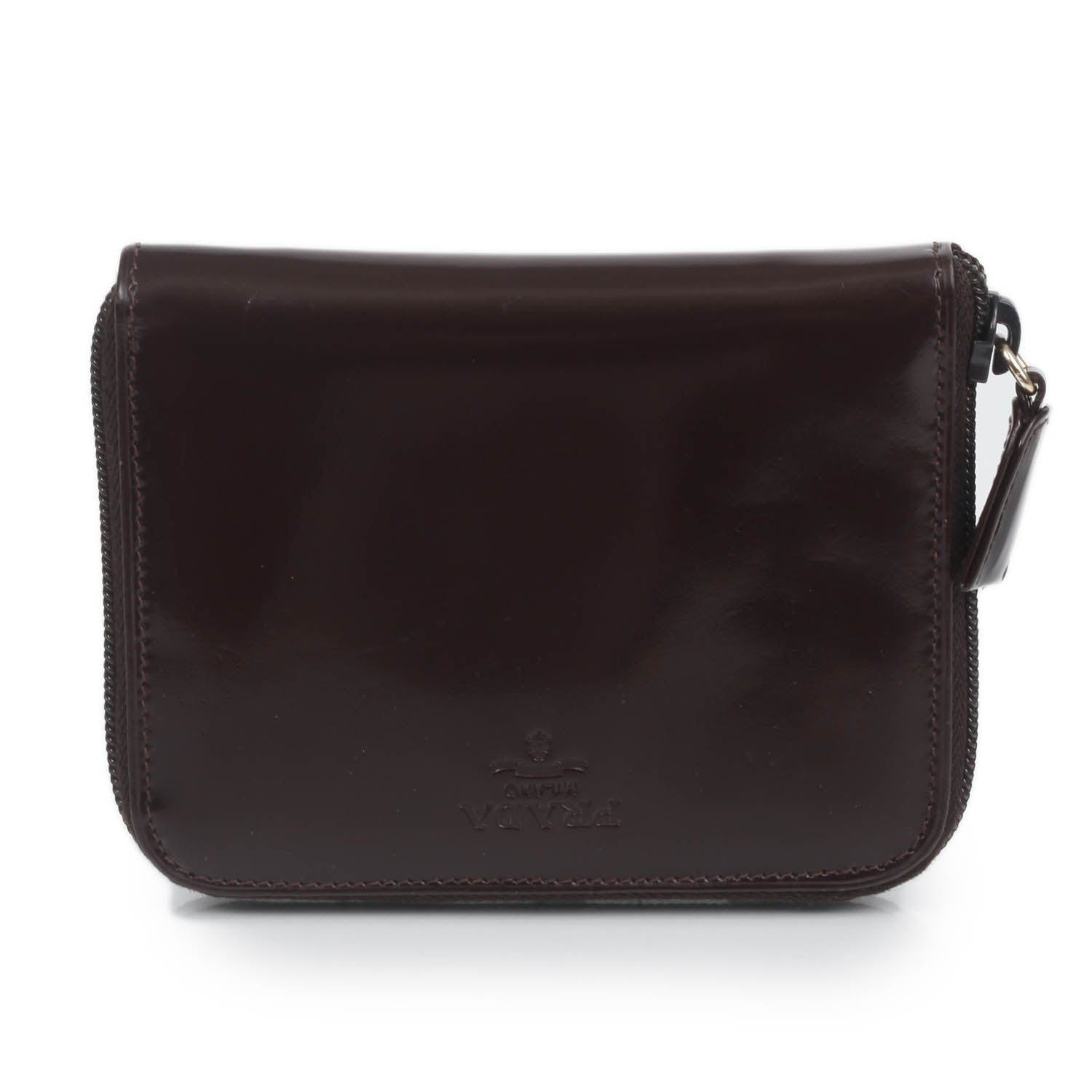 Prada Spazzolato Compact Zip Wallet Dark Brown 1 of 10