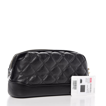 Chanel Aged Calfskin Quilted Gabrielle Cosmetic Case Black 3 of 8
