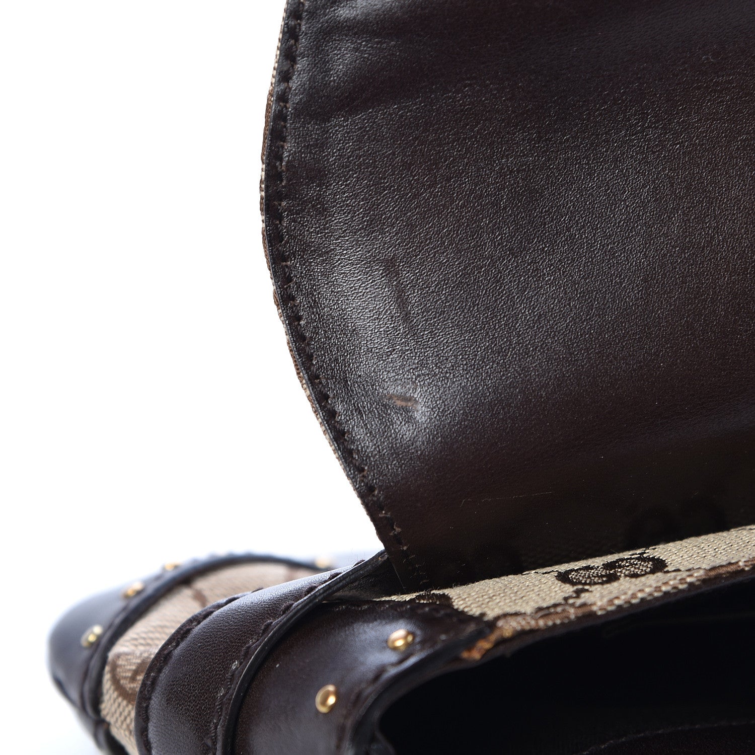 Gucci Monogram Studded Horsebit Clutch Dark Brown 13 of 16