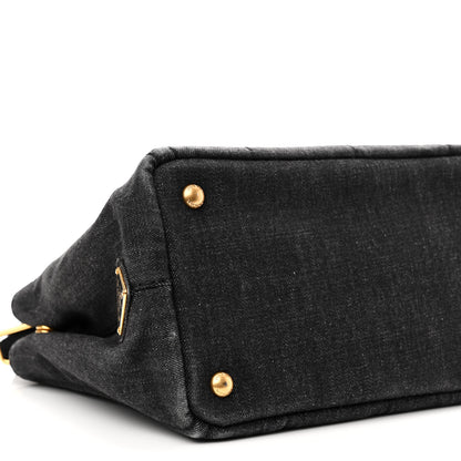 Prada Denim Small Logo Tote Black 9 of 10
