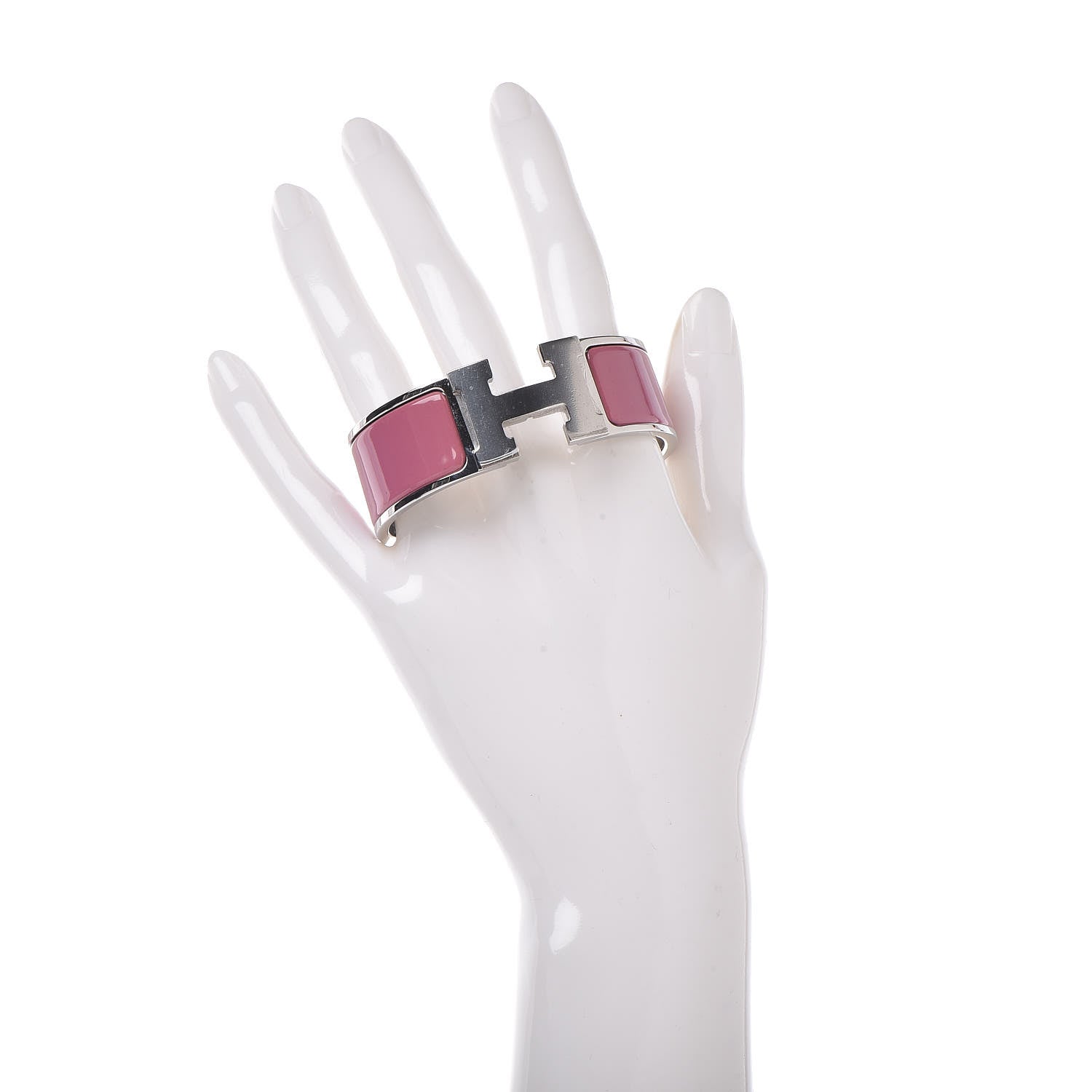 Hermes Enamel Wide Clic Clac H Bracelet PM Rose Velours 2 of 5
