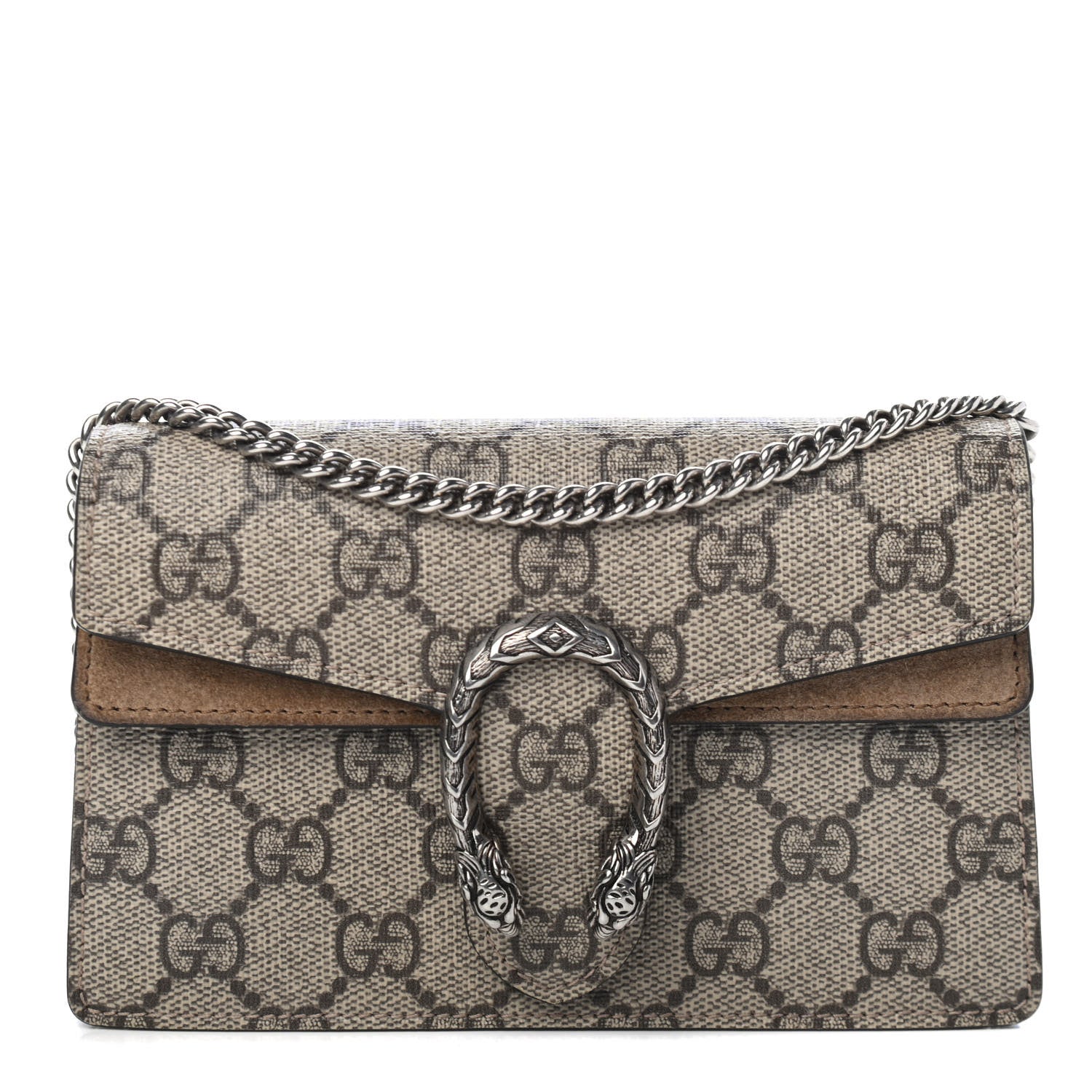 Gucci GG Supreme Monogram Super Mini Dionysus Shoulder Bag Taupe 1 of 4