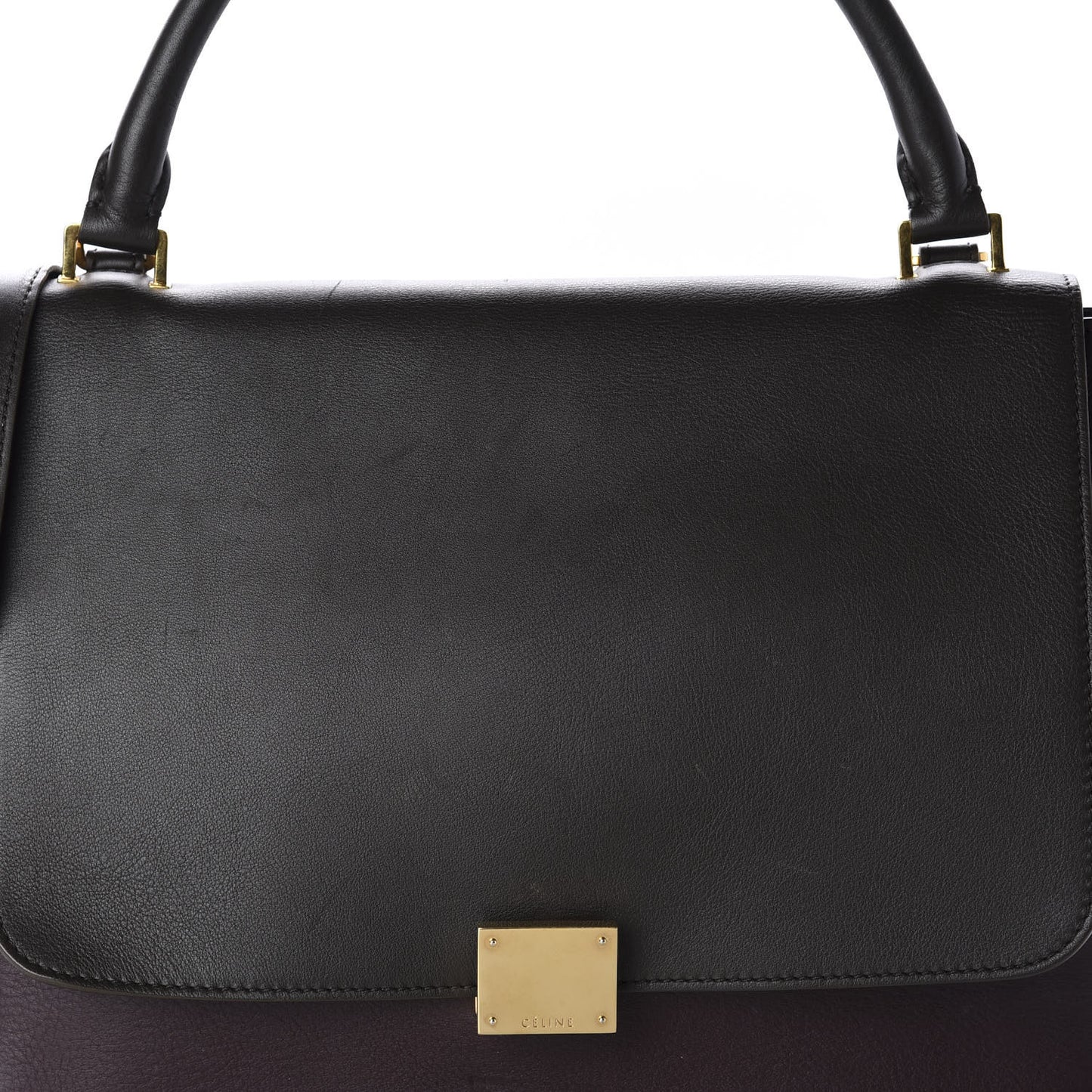 Drummed Calfskin Suede Medium Trapeze Dark Grey