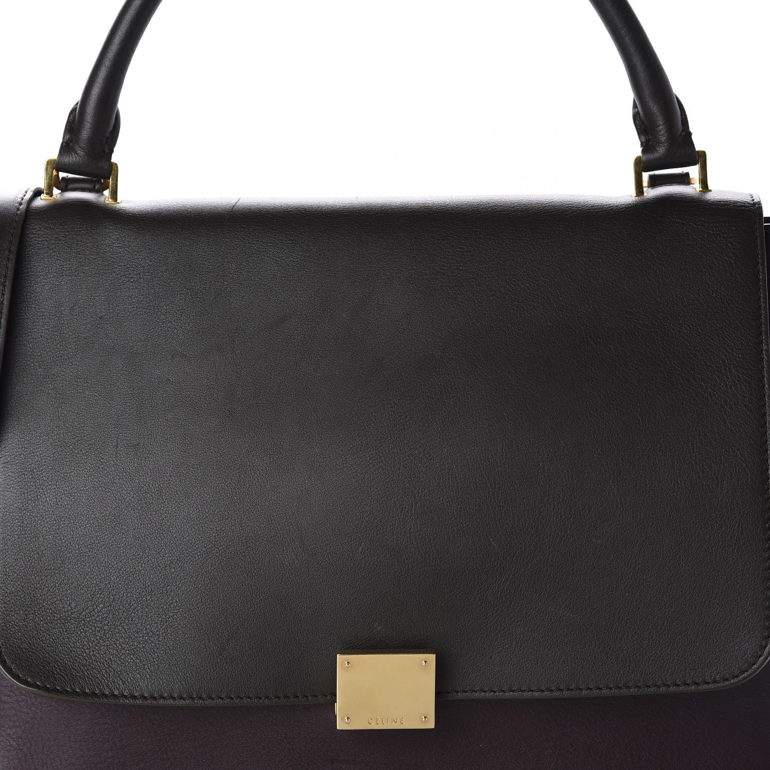 Celine Drummed Calfskin Suede Medium Trapeze Dark Grey 10 of 10