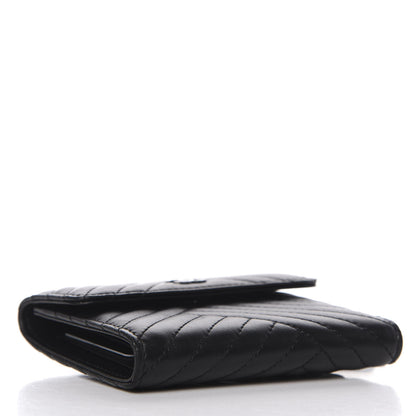 Chanel Lambskin Chevron Quilted Compact Flap Wallet Black 4 of 8