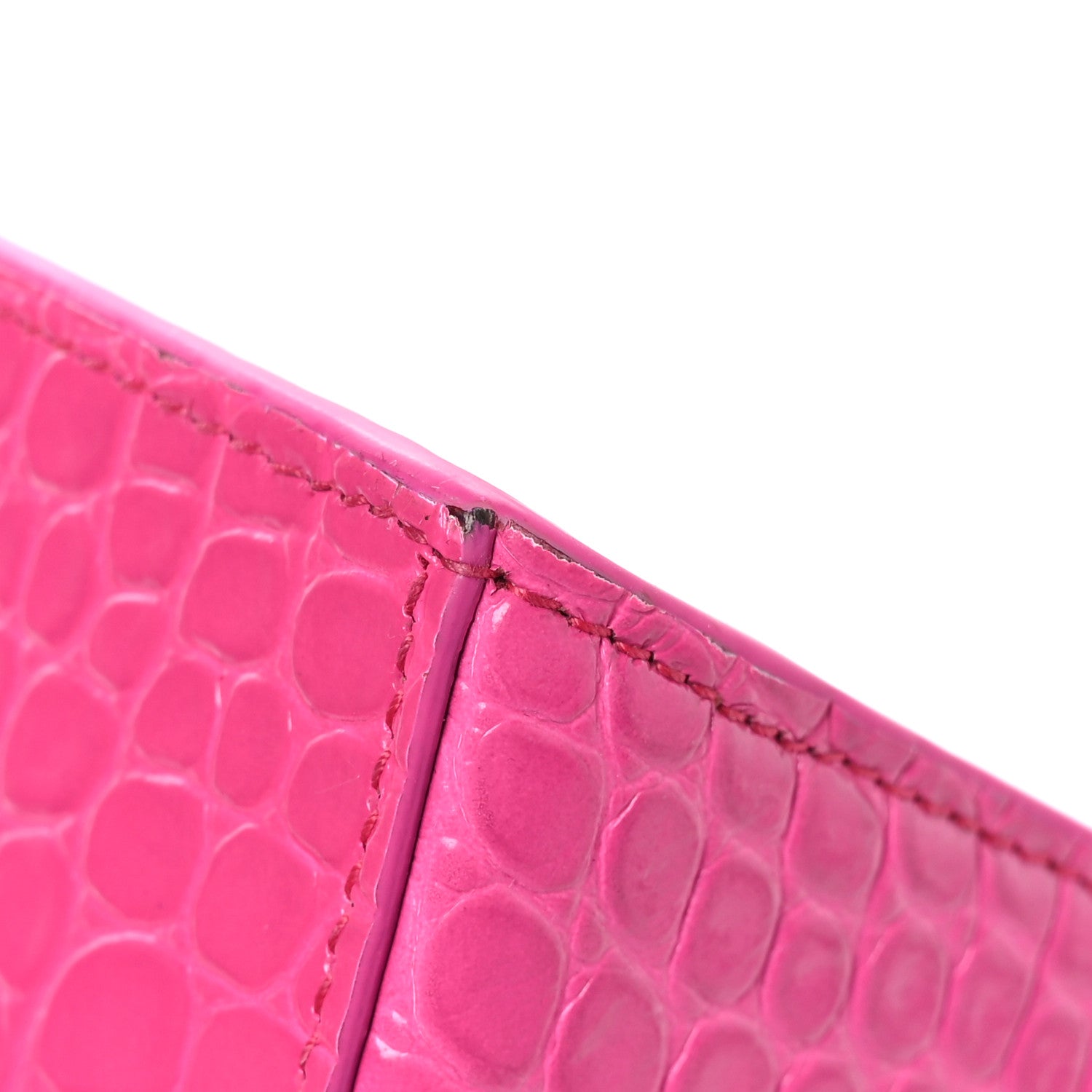 Balenciaga Shiny Calfskin Crocodile Embossed Small Hourglass Sling Shoulder Bag Fuchsia 14 of 15