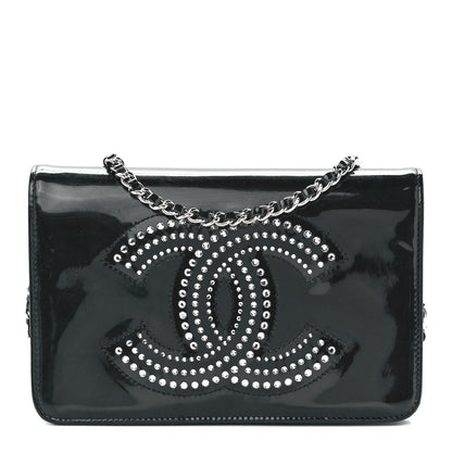 Chanel Patent Strass Wallet On Chain WOC Black 1 of 12