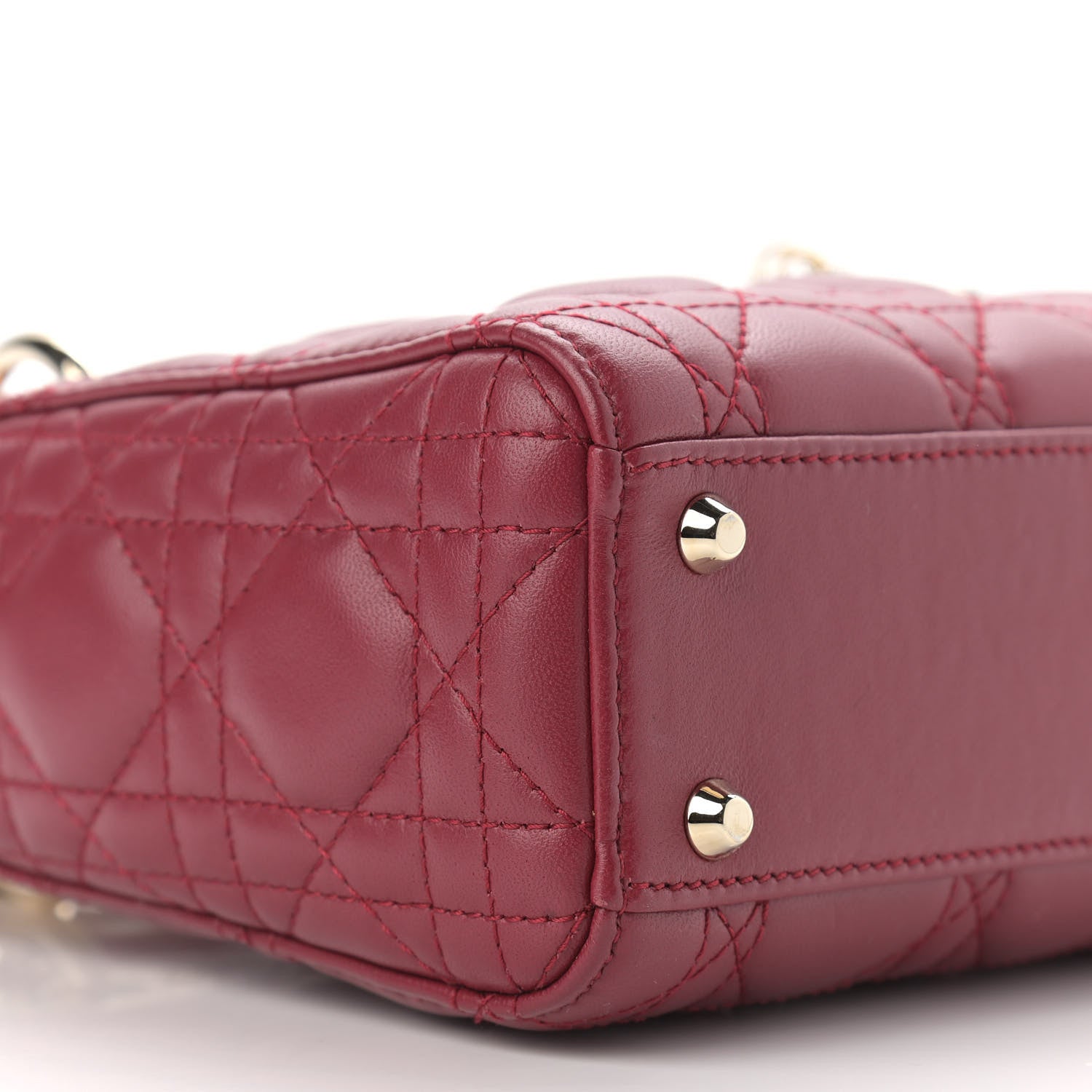 Christian Dior Lambskin Cannage Mini Lady Dior Burgundy 9 of 12