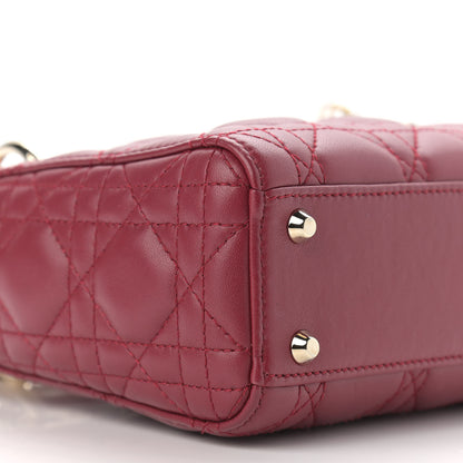 Christian Dior Lambskin Cannage Mini Lady Dior Burgundy 9 of 12