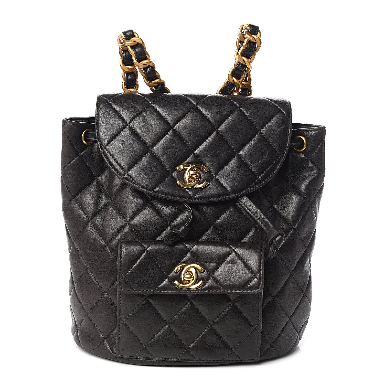 Chanel Lambskin Quilted Drawstring Backpack Black 1 of 11