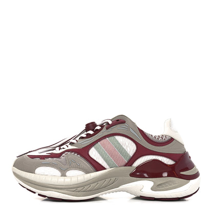 Gucci Calfskin Mesh Web Womens 2.0 Sneakers 37 Gray Rosso Ancora 1 of 8