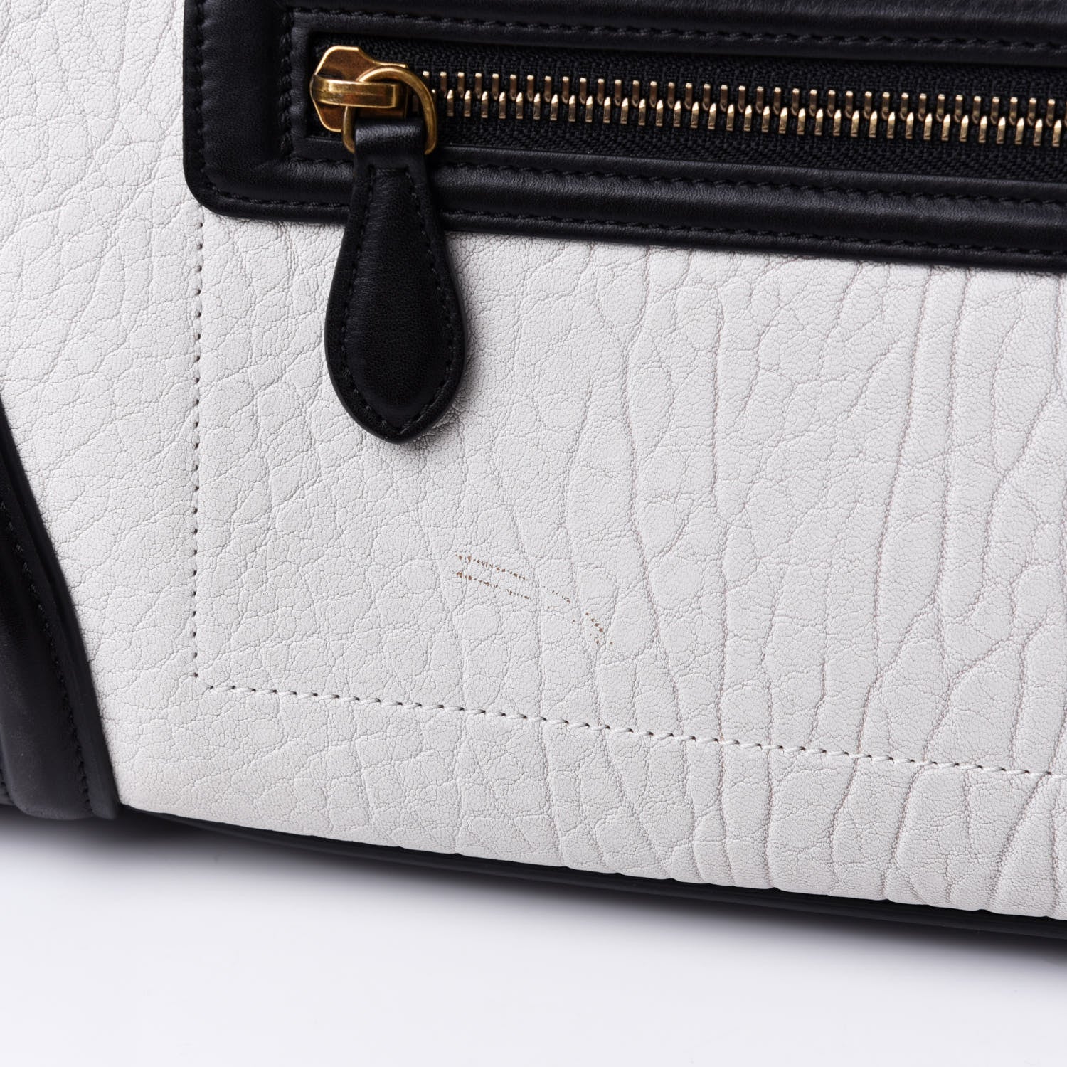 Celine Elephant Calfskin Mini Bi-Color Luggage Black White 6 of 6