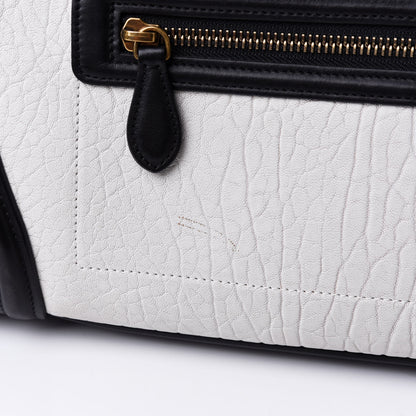 Celine Elephant Calfskin Mini Bi-Color Luggage Black White 6 of 6