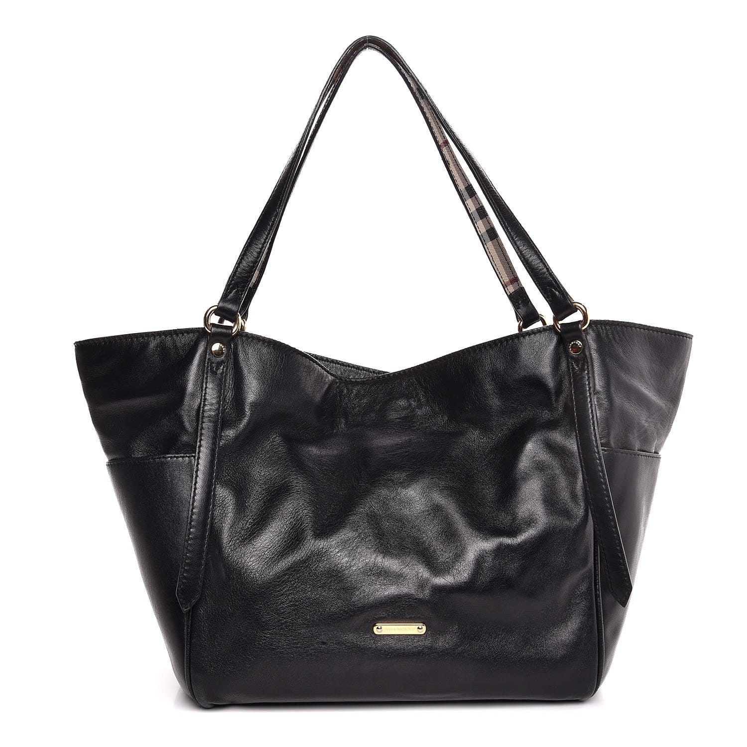 Burberry Calfskin Haymarket Check Small Canterbury Tote Black 1 of 21