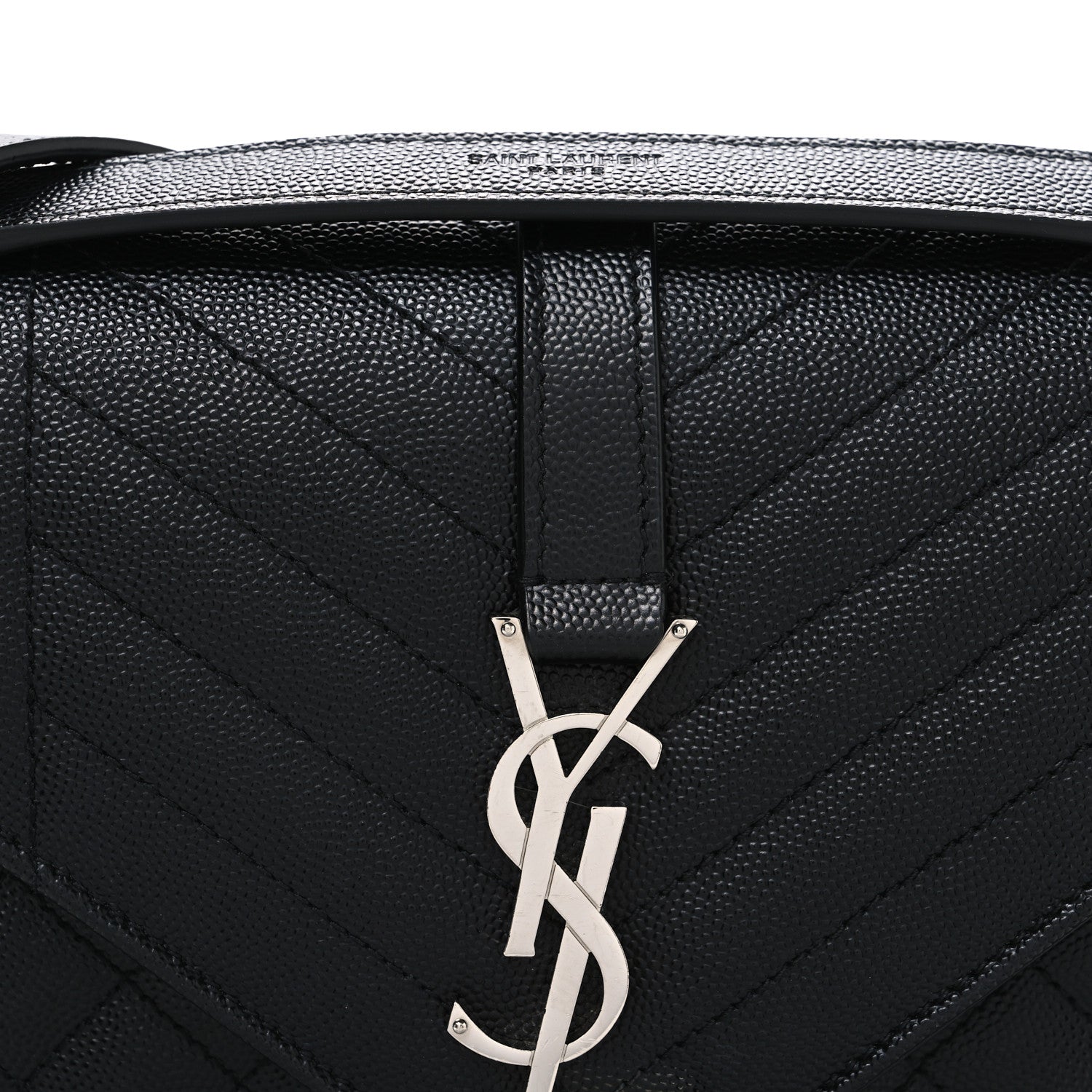 Saint Laurent Grain De Poudre Textured Mixed Matelasse Triquilt Medium Monogram Satchel Black 7 of 10
