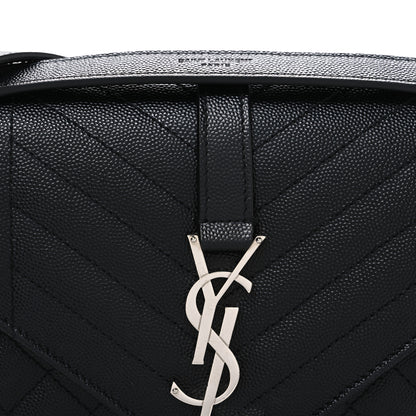 Saint Laurent Grain De Poudre Textured Mixed Matelasse Triquilt Medium Monogram Satchel Black 7 of 10
