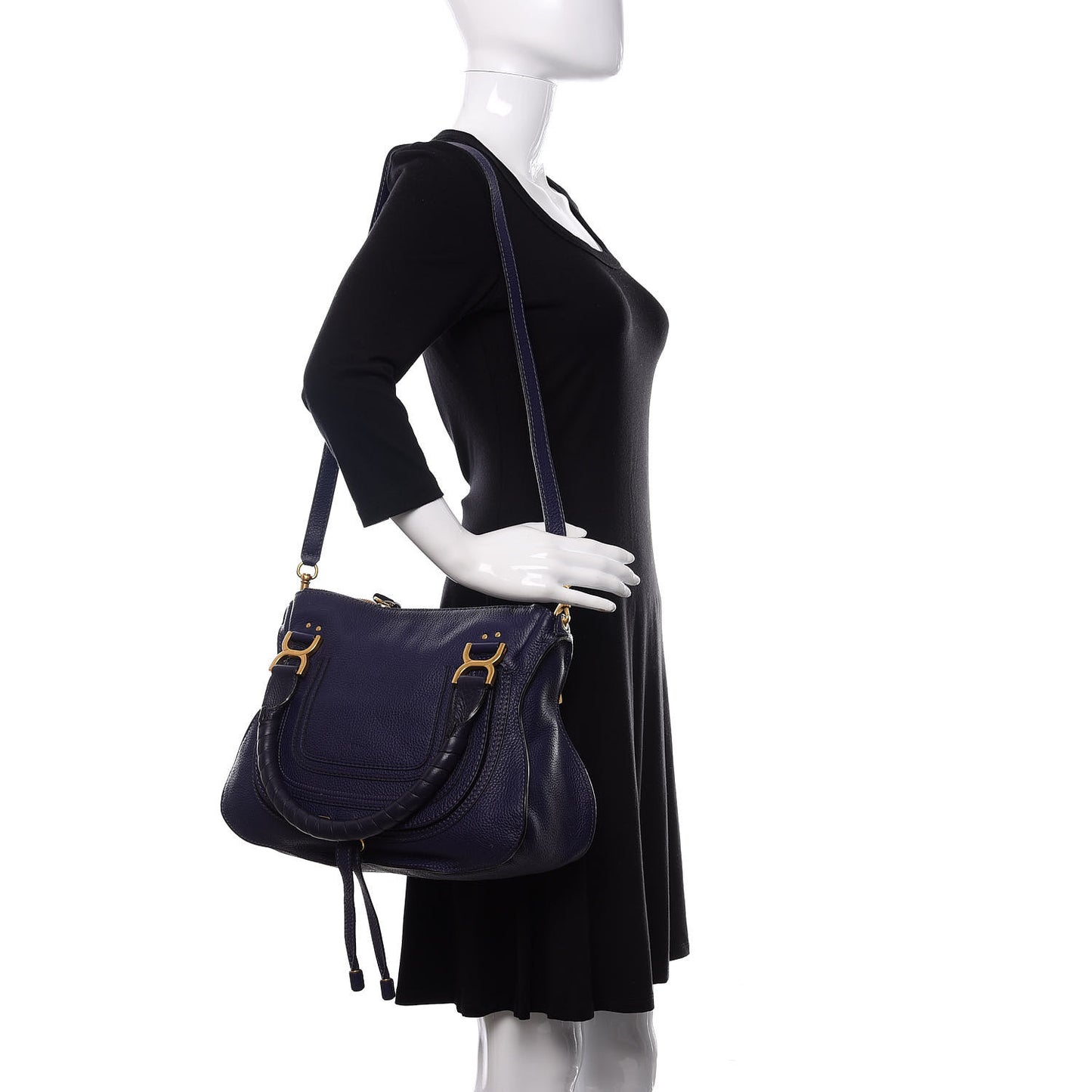 Calfskin Medium Marcie Satchel Storm Blue