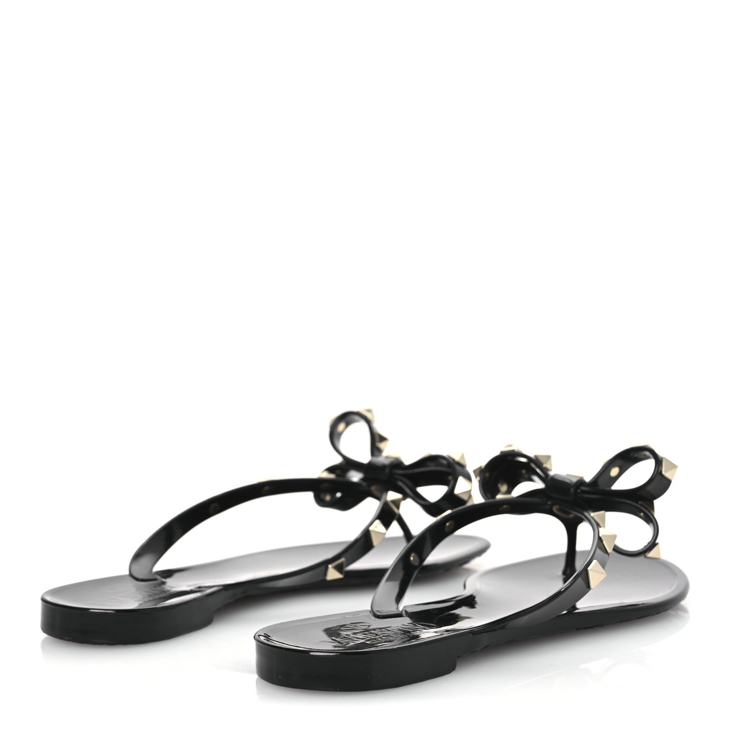 Valentino Garavani PVC Jelly Rockstud Bow Thong Sandals 36 Black 5 of 10