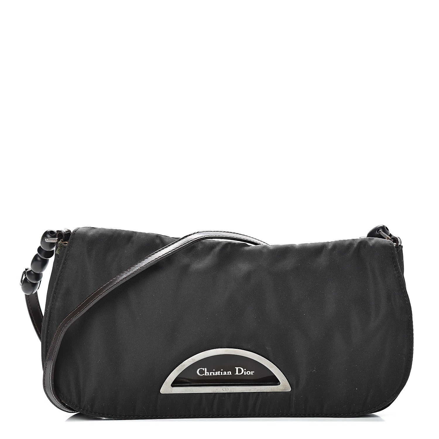 Christian Dior Nylon Calfskin Maris Pearl Beaded Shoulder Bag Black 1 of 15