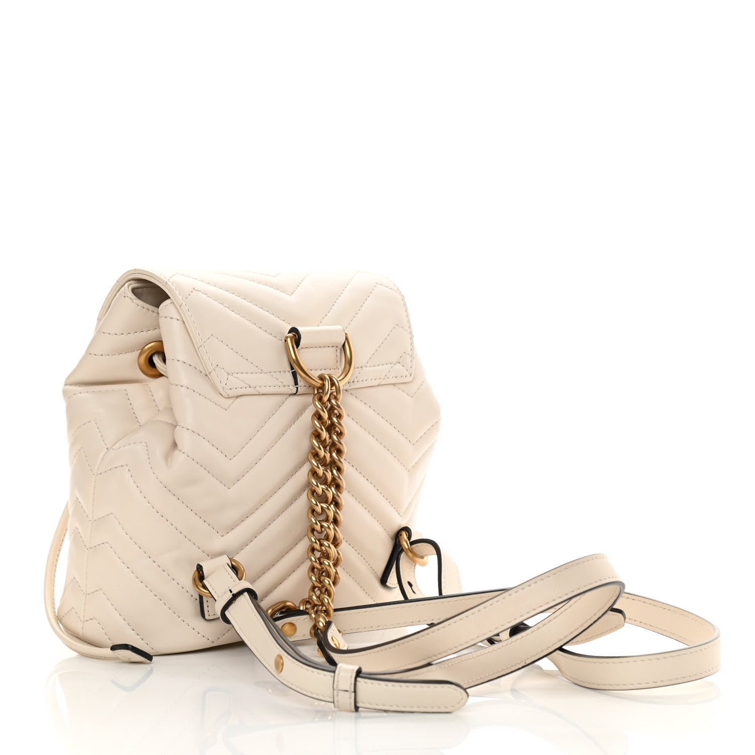 Gucci Calfskin Matelasse GG Marmont Flap Backpack White 3 of 11