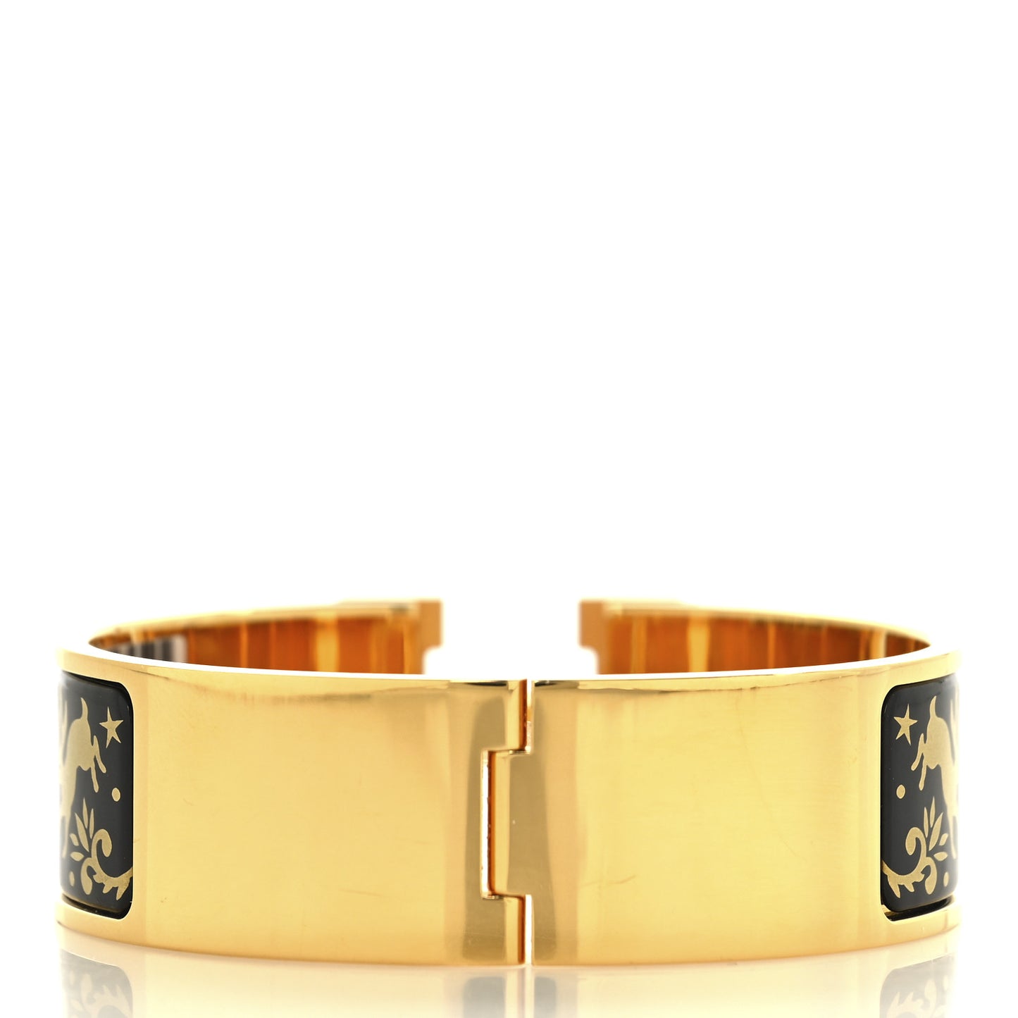 Enamel Printed Wide Clic Clac H Bracelet GM Black Gold