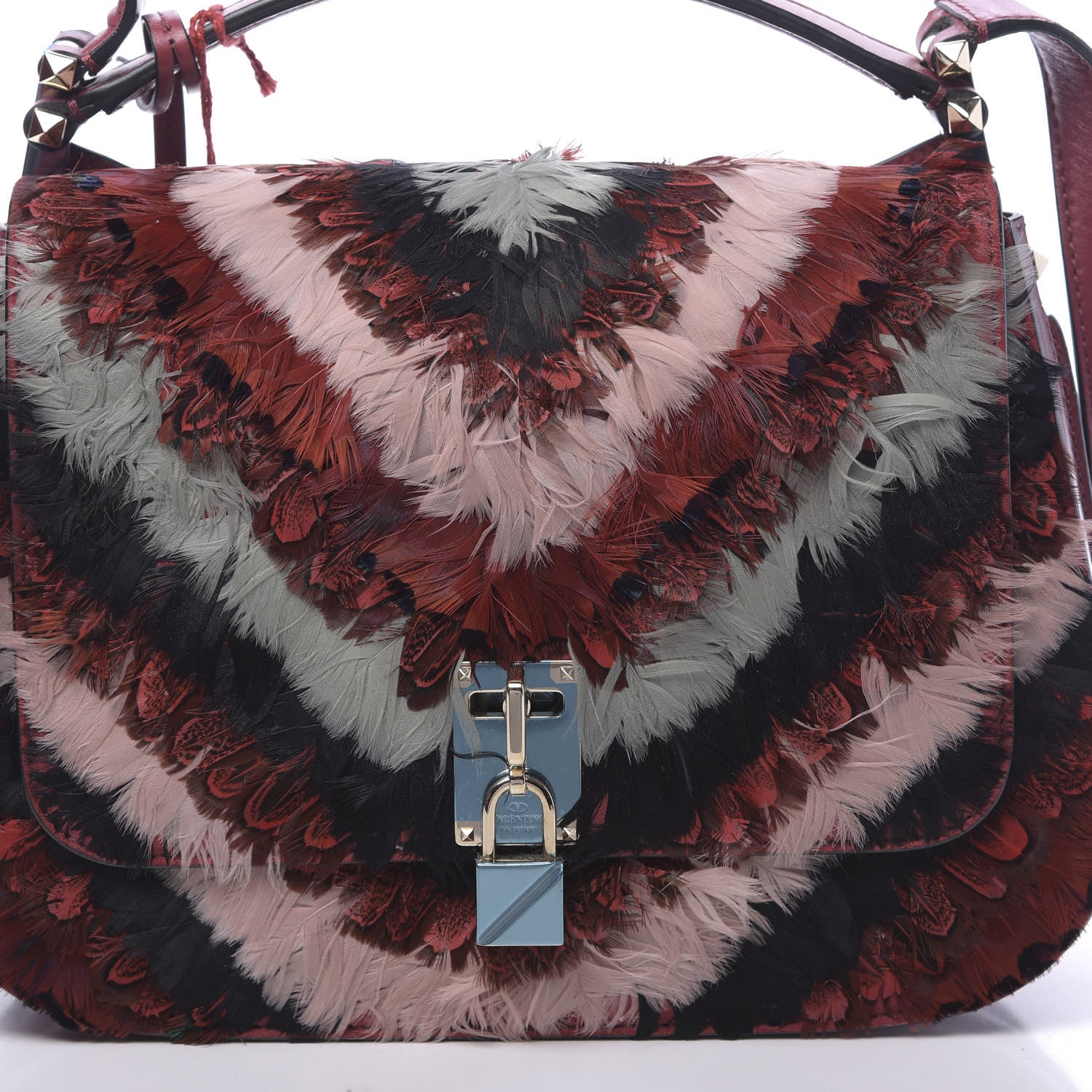 Valentino Garavani Calfskin Piper Feather Joylock Flap Messenger Bag Red 7 of 9