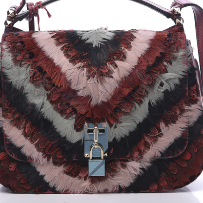 Valentino Garavani Calfskin Piper Feather Joylock Flap Messenger Bag Red 7 of 9