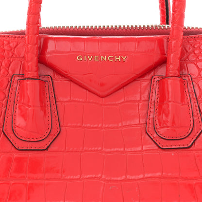 Givenchy Calfskin Crocodile Embossed Small Antigona Red 8 of 16