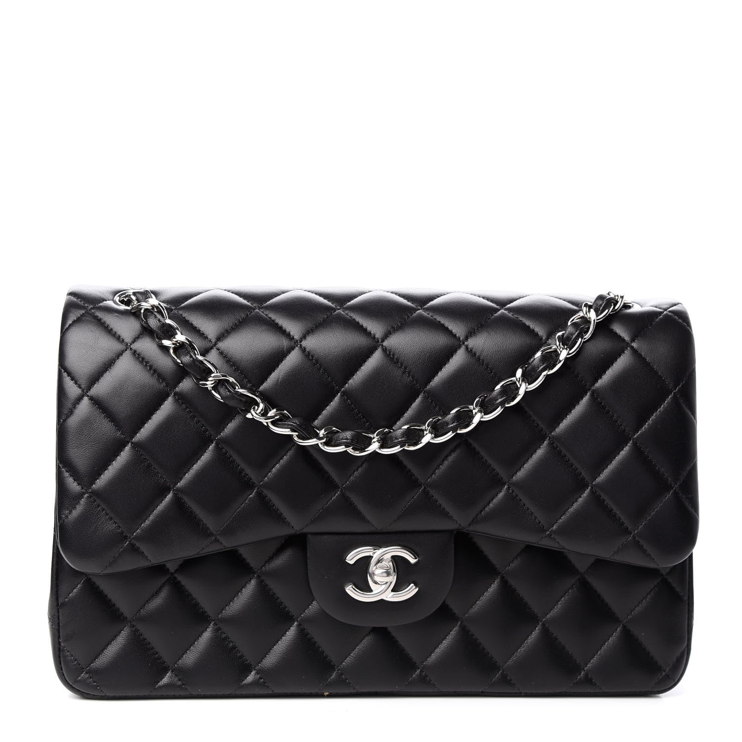Chanel Lambskin Quilted Jumbo Double Flap Black 1 of 10