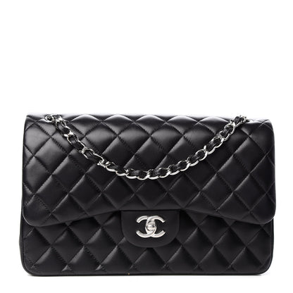 Chanel Lambskin Quilted Jumbo Double Flap Black 1 of 10