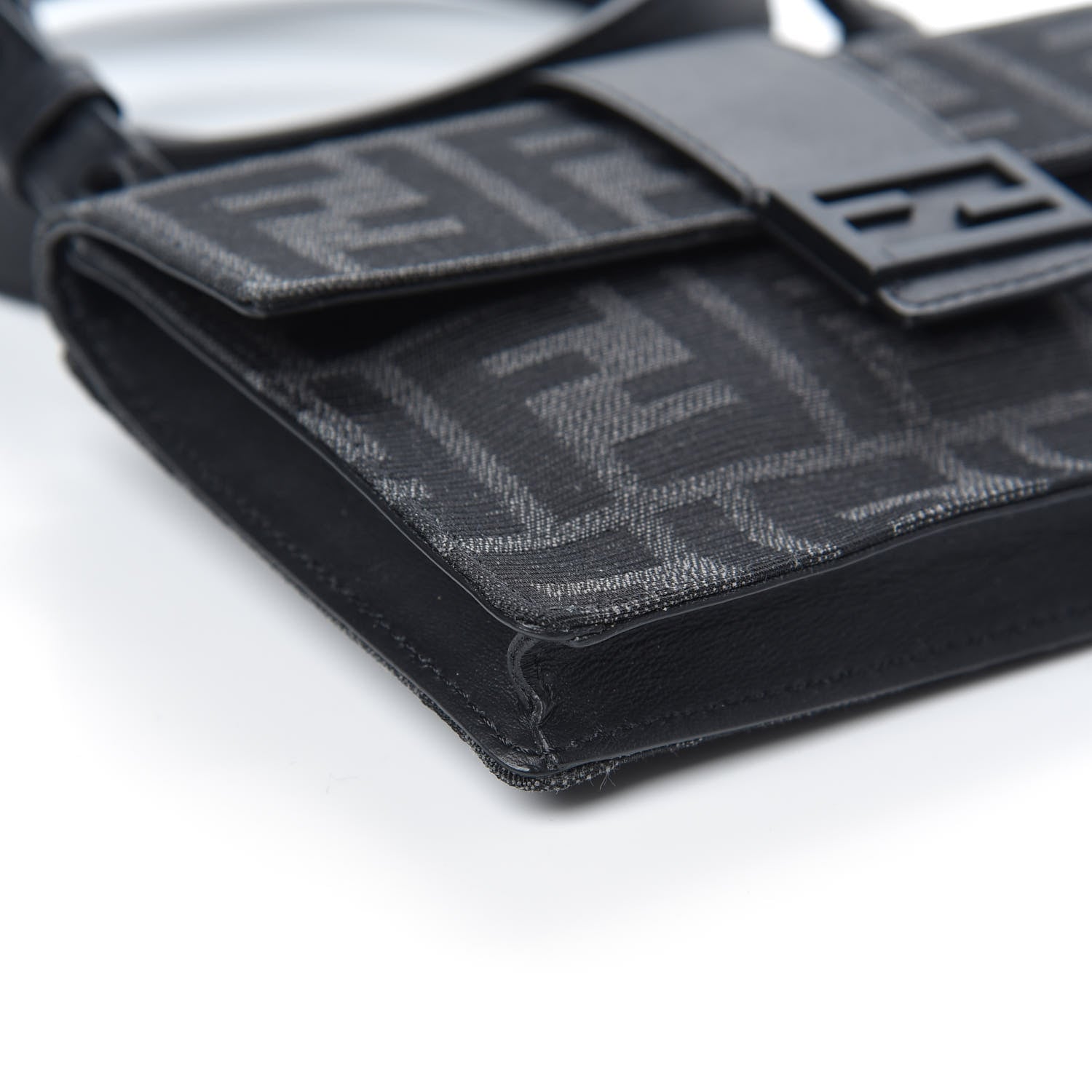Fendi Recycled Fabric Jacquard Vitello Grace FF 1974 Baguette Belt Pouch Asfalto Black 8 of 9