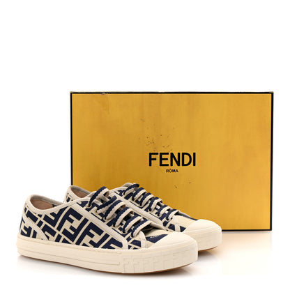 Fendi Woven Fabric FF Womens Domino Low Top Sneakers 38.5 Bei Midnight 10 of 10