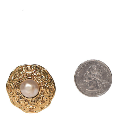 Chanel Pearl Clip On Earrings Gold 2 of 5