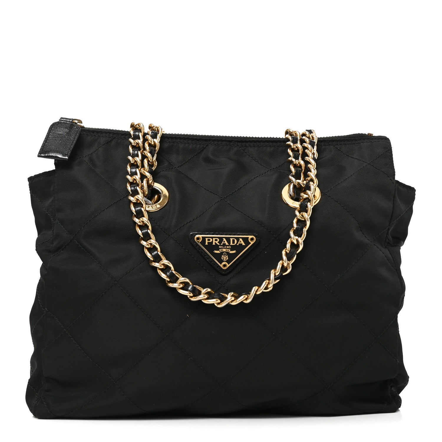 Prada Nylon Tessuto Impuntu Quilted Flap Shoulder Bag Black 1 of 9